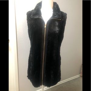 Faux fur hip length vest